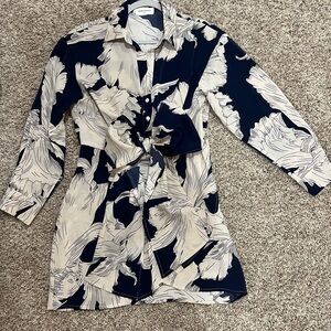 Navy and Cream Floral Dress